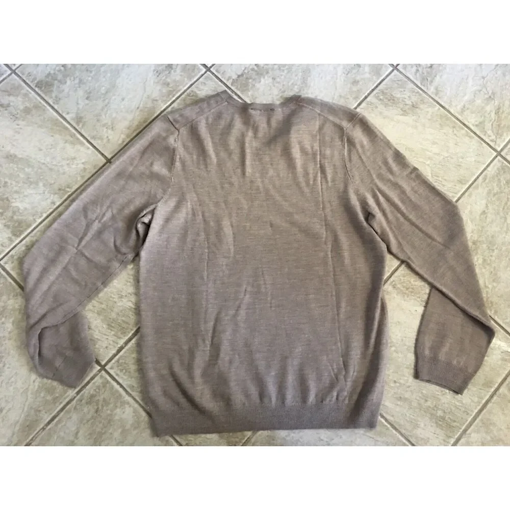 GAP Mens size L‎ Extra Fine Merino Wool Sweater Brown V Neck Style NICE